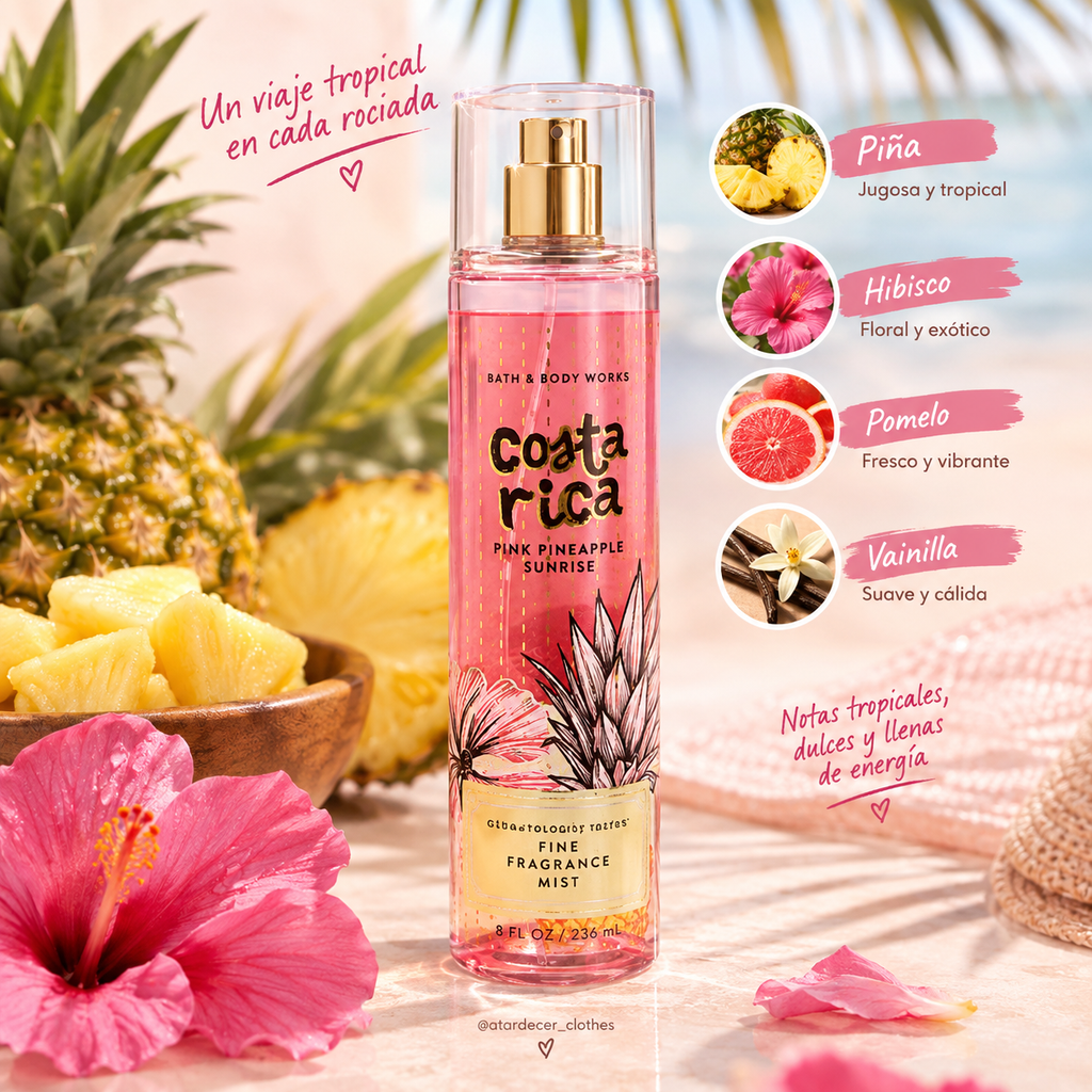 Bath & Body Works " Costa Rica Pink Pineapple Sunrise " Fine Fragrance Mist