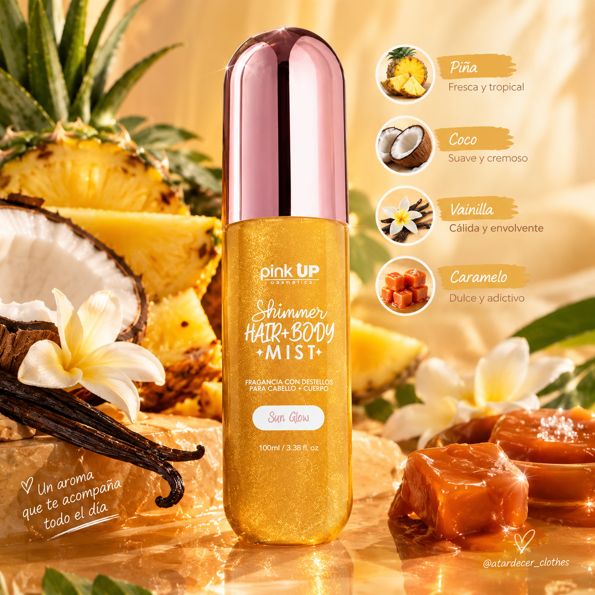 Hair + Body Mist Shimmer Sun Glow - Pink Up