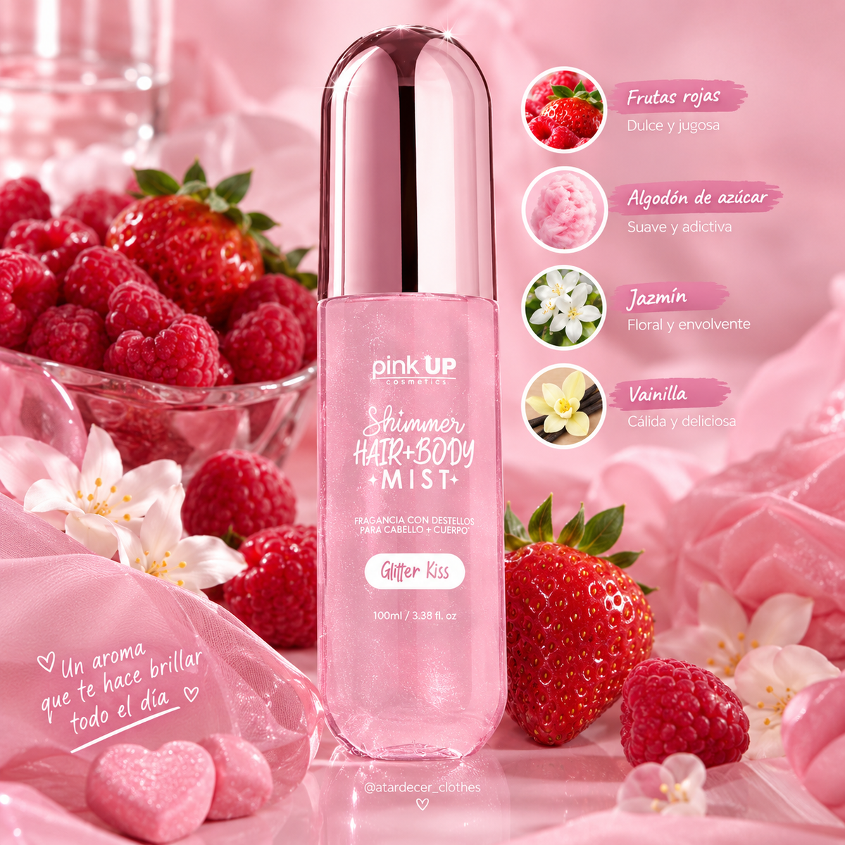 Hair + Body Mist Shimmer Glitter Kiss - Pink Up