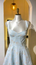 ZARA Vestido Princesa Tableado Floral Azul