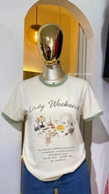 Camiseta "Lazy Weekend" Estilo Ringer