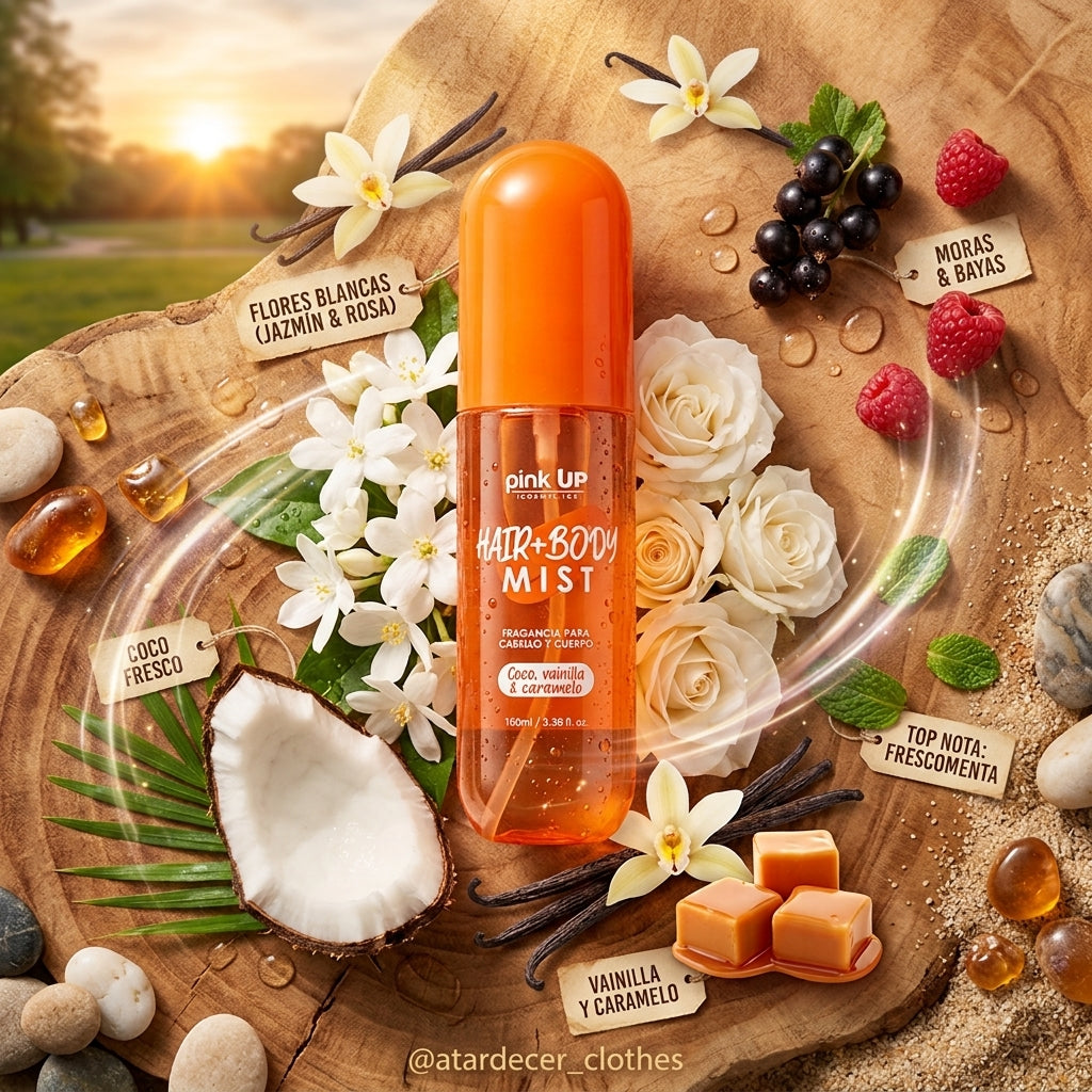 Hair + Body Mist Coco, Vainilla y Caramelo - Pink Up