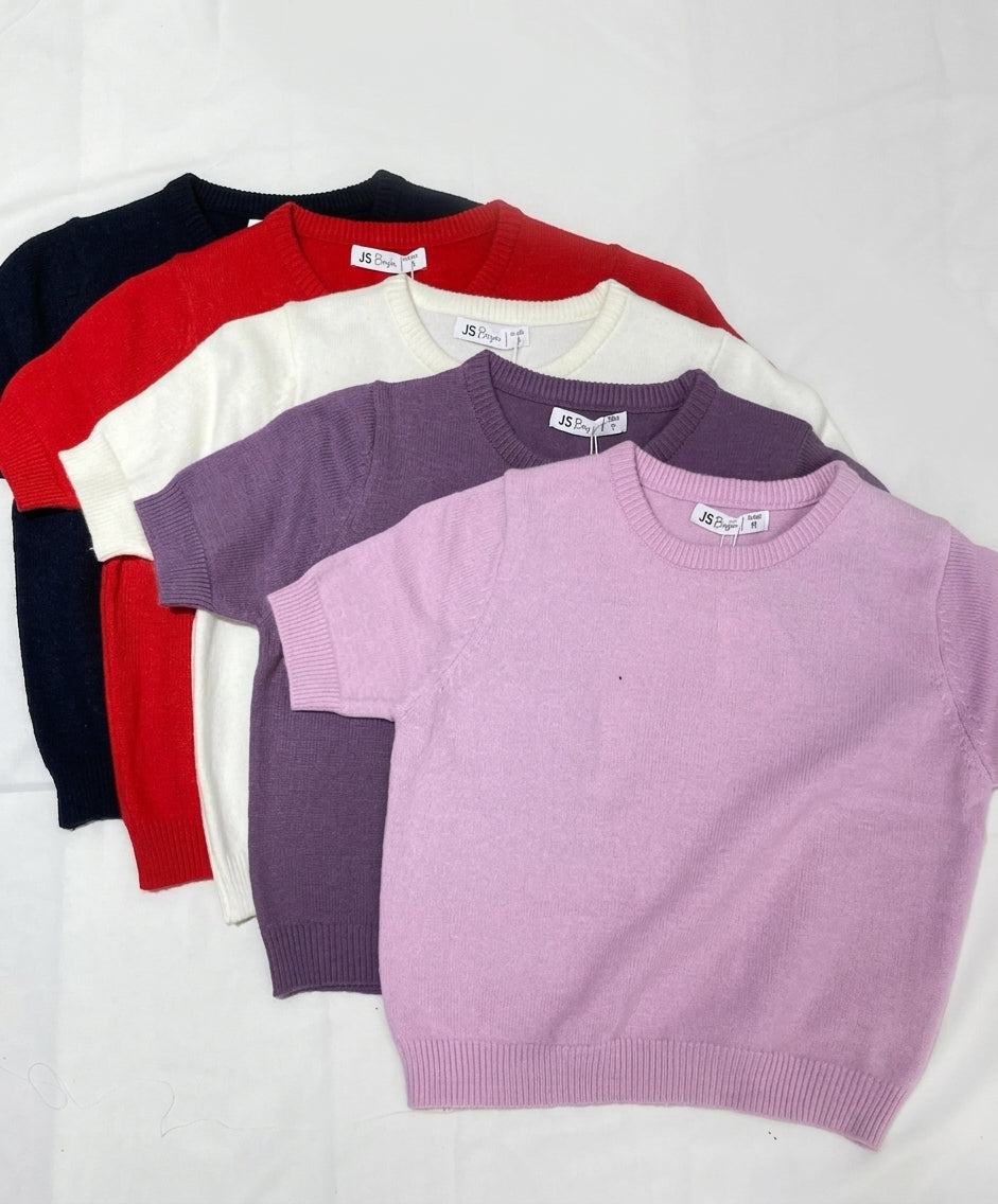 Blusa Top de Tejido de Punto Ligero de Manga Corta