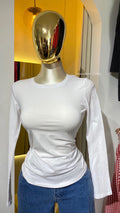 Blusa Básica Manga Larga Cuello Redondo larga