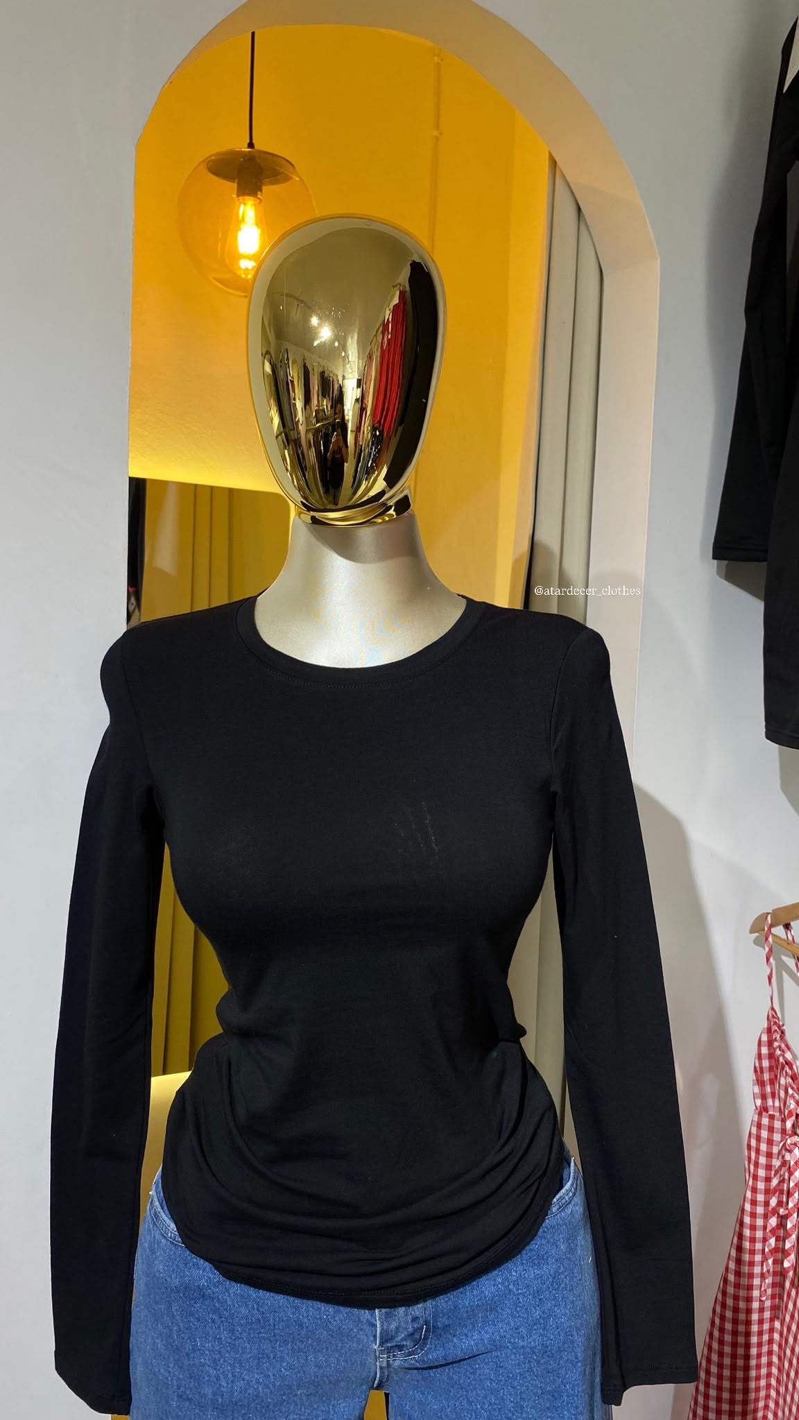 Blusa Básica Manga Larga Cuello Redondo larga