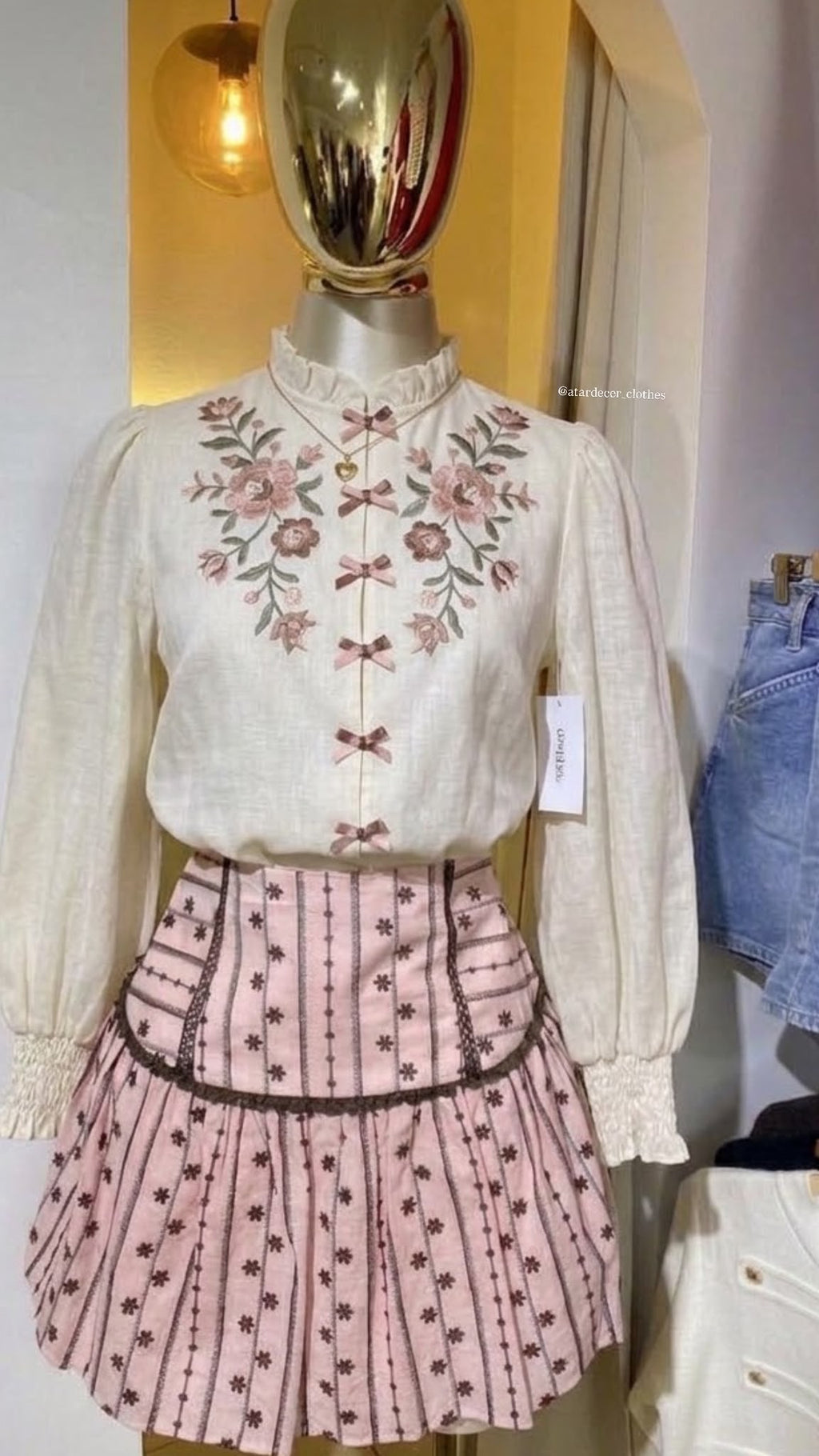 ZARA Falda rosa con café