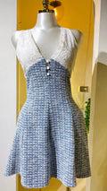 ZARA Vestido Mini Tweed Azul Elegante