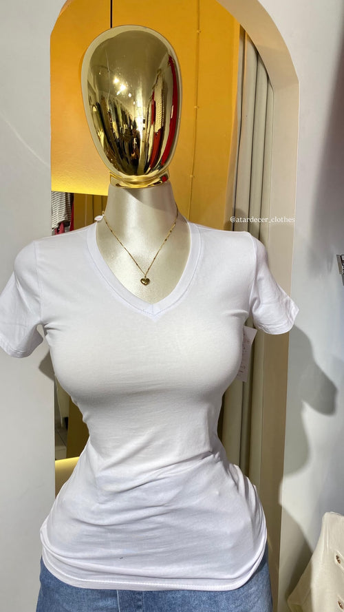 Blusa básica cuello V -ACTIVE BASIC