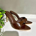 Sandalia Mule Tacón Fino Coco Café