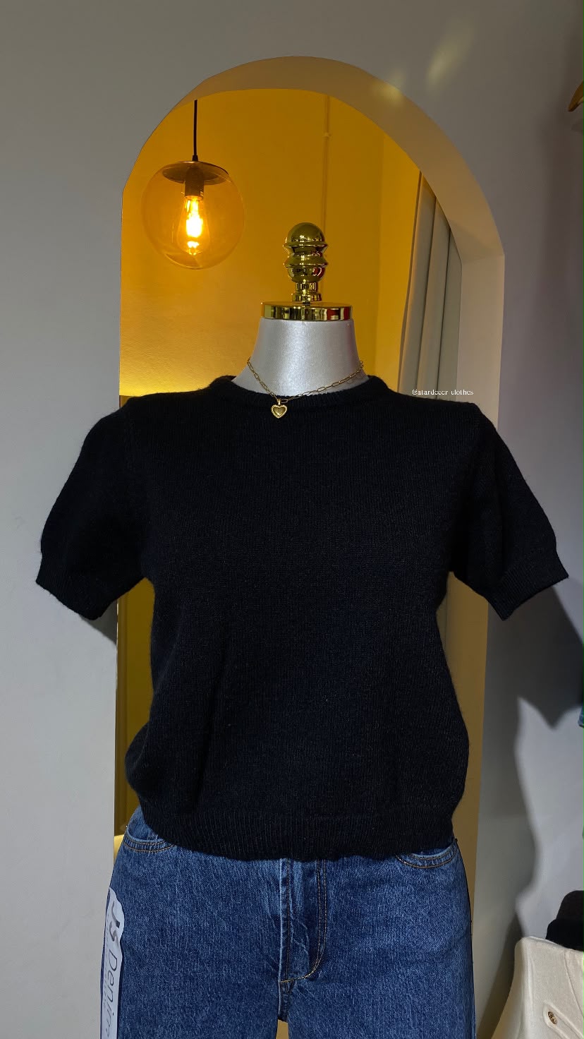 Blusa Top de Tejido de Punto Ligero de Manga Corta
