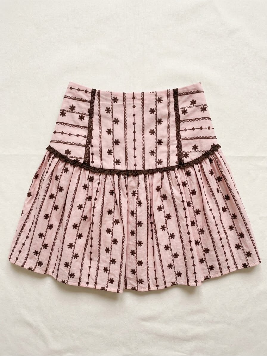ZARA Falda rosa con café