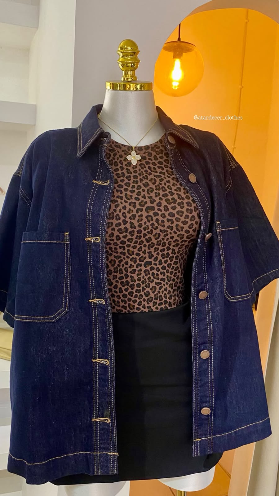JS Denim Camisa Mezclilla Manga Corta Oversize